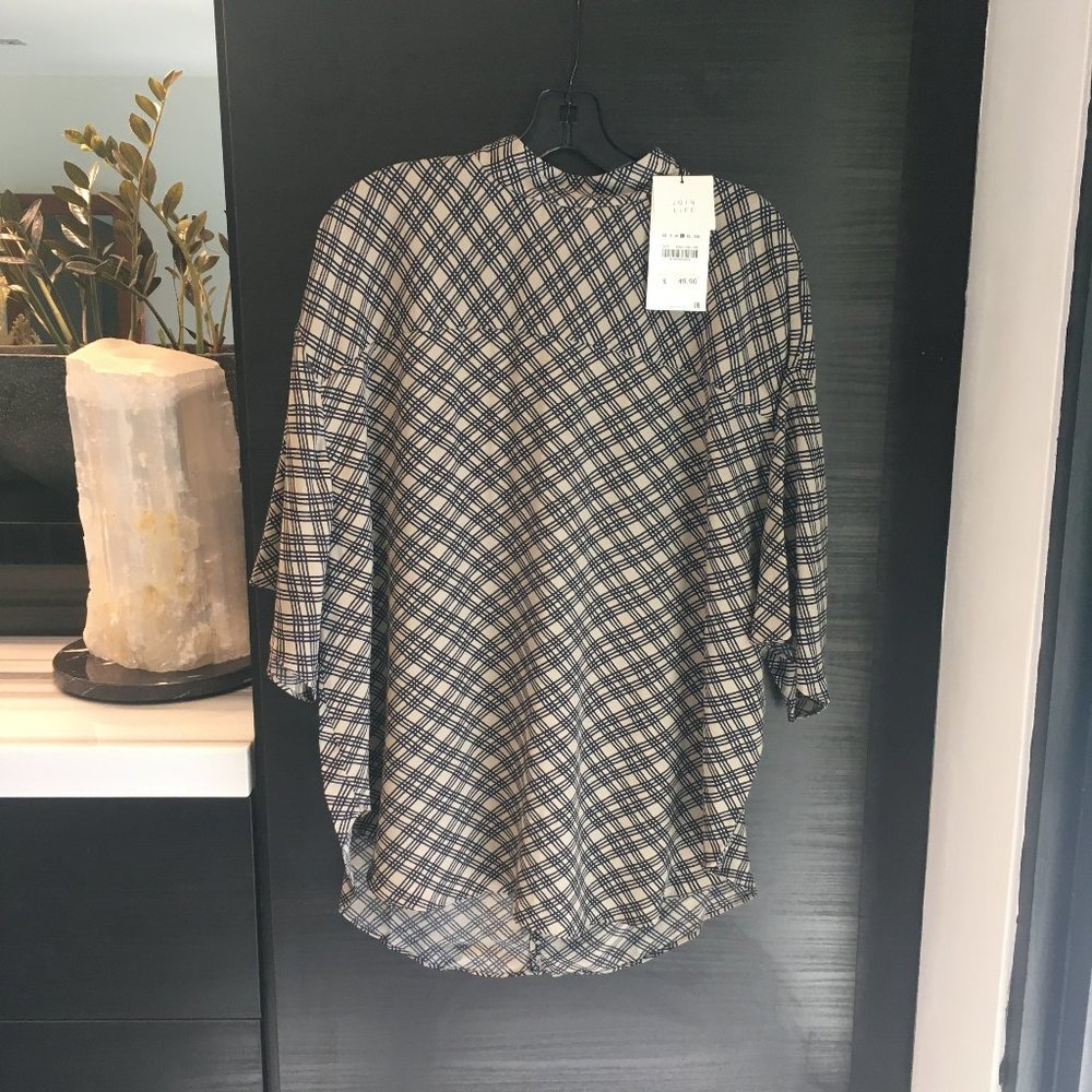 Zara (L) Mock Neck, Drop Shoulder Short Sleeve Shirt